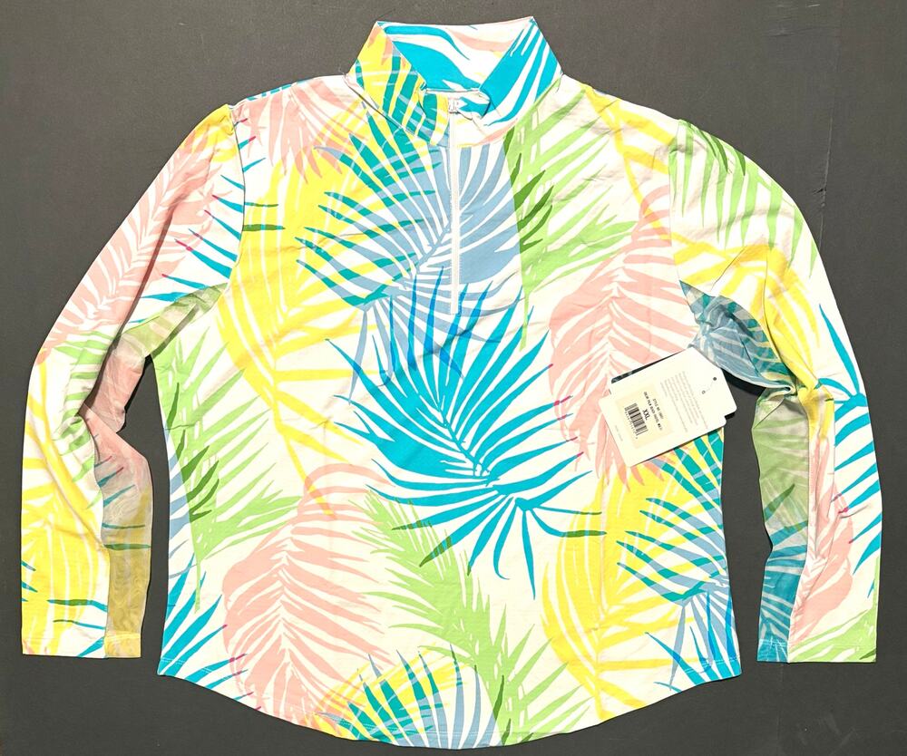 Gottex Half Zip Golf Shirt Sz 2XL Mock Neck Long Sleeve Top Palms 1/2 Zip XXL